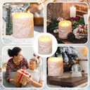 Baquler Large Flameless LED Battery Operated Pillar Candle - 3 Wick 5"x4" Snowy Frosted White Flameless Christmas Fake Candle for Xmas Table Centerpiece Holiday Rustic Indoor Home Decor