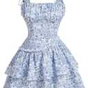 Narecte Womens Summer Dresses Floral Casual Mini Dresses for Women A Line Sun Dress Cute Ruffle Dress, XS