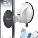 PROfezzion Magnetic Shower Mirror Phone Holder Reusable Suction Cup Phone Mount Compatible with iPhone 17 16 15 14 13 12 & All Phones, Rotating Stand for Glass Window Bathroom Kitchen, White