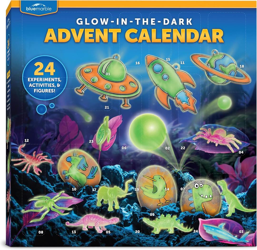 Glow In The Dark Advent Calendar 2024  Christmas Countdown Calendar with 24 Science Activities, Experiments & Animal Figures | Fun & Educational Kids Advent Calendar