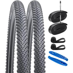 YUNSCM 700C Lightweight Bike Tires 700x35C ETRTO 35-622- 60TPI Nylon, Puncture-Resistant Tires Compatible with Gravel Bike Tires 700x33C 700x35C 700x36C 700x37C Bicycle Tires- 2 PCS (Y-585)