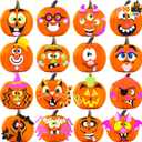 JOYIN 16 Packs Halloween Pumpkin Decorating Stickers, Foam Craft Kit, Halloween Party Favors for Kids, Party Supplies Arts Activities, Funny Jack O Lantern Stickers School Games Gifts