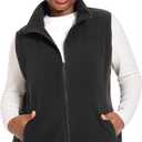 HHE Plus Size Women's Fleece Vest, 1X-5X Outerwear Lightweight Sleeveless Zip Jackets(Exclusively for Plus Size) (2X, Black)