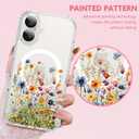 OOK Magnetic Case for iPhone 16 Case Cute Flower Design with 2 PCS Screen Protector [Compatible with MagSafe] for Girls Women Floral Clear Slim Shockproof Phone Cover-Colorful Flowers