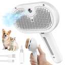 Dog Brush for Shedding, 3 in 1 Self Cleaning Steam Dog Brush - Anti-Static,Cat Steam Brush Removal Comb with Release Button, Grooming Tool for Long and Short Hair Pets, White