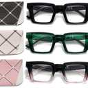 Oprah Style Reading Glasses for Women Blue Light Blocking Square Oversized Stylish Thick Readers Spring Hinge (3 Pack-a2)