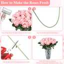 Ovveroche 150 Pcs Artificial Roses Long Stem Silk Flowers Light Pink | Fake Rose Petals Realistic Look Bridal Bouquet Centerpieces Home Party Table Decor Romantic Gift
