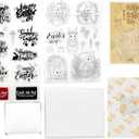 2 x CraftyManor Happy Easter Clear Stamps for Scrapbooking, Vintage Rabbit Stamp Set for Journaling, Card Making Supplies for Crafting, DIY, Photo Album Decor & Junk Journal 5.8x8.3in (Rabbit + Text Set)