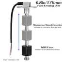 Fuel Sending Unit, 6.8in/175mm Marine Fuel Tank Sending Unit with IP67 Boat Fuel Gauge & Stainless Steel Water Level Sensor for Boat RV Truck 7.2-7.8in/185-200mm Tank