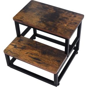 SZLHANJZ Step Stool, Multi Purpose Step Stools for Kids Adults, Round Corner Bed Step Stools for High Beds, Dog Steps Portable Stepping Stool for Bedroom Kitchen, Load 500 LB, Rustic, 15.8"D x 15.8"W x 13"H