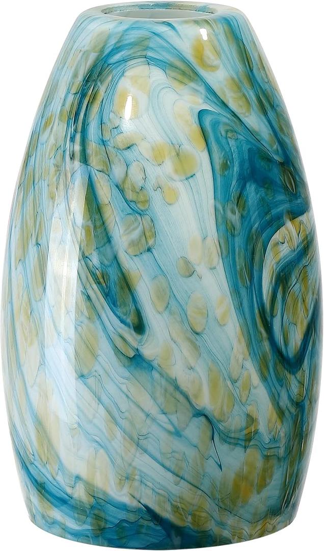 Globe Glass Pendant Lamp Shade Only Light Fixtures Replacement for Mini Pendant Light Art Glass Lamp Covers for Kitchen Island Table lamp glass shade replacement, Blue Mixed Yellow