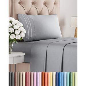 Twin Size 3 Piece Sheet Set - Comfy Breathable & Cooling Bed Sheets Set - Hotel Luxury Bedding for Women, Men, Kids, Teens, Boys & Girls - Deep Pockets, Soft and Wrinkle Free - Oeko-Tex - Steel Blue