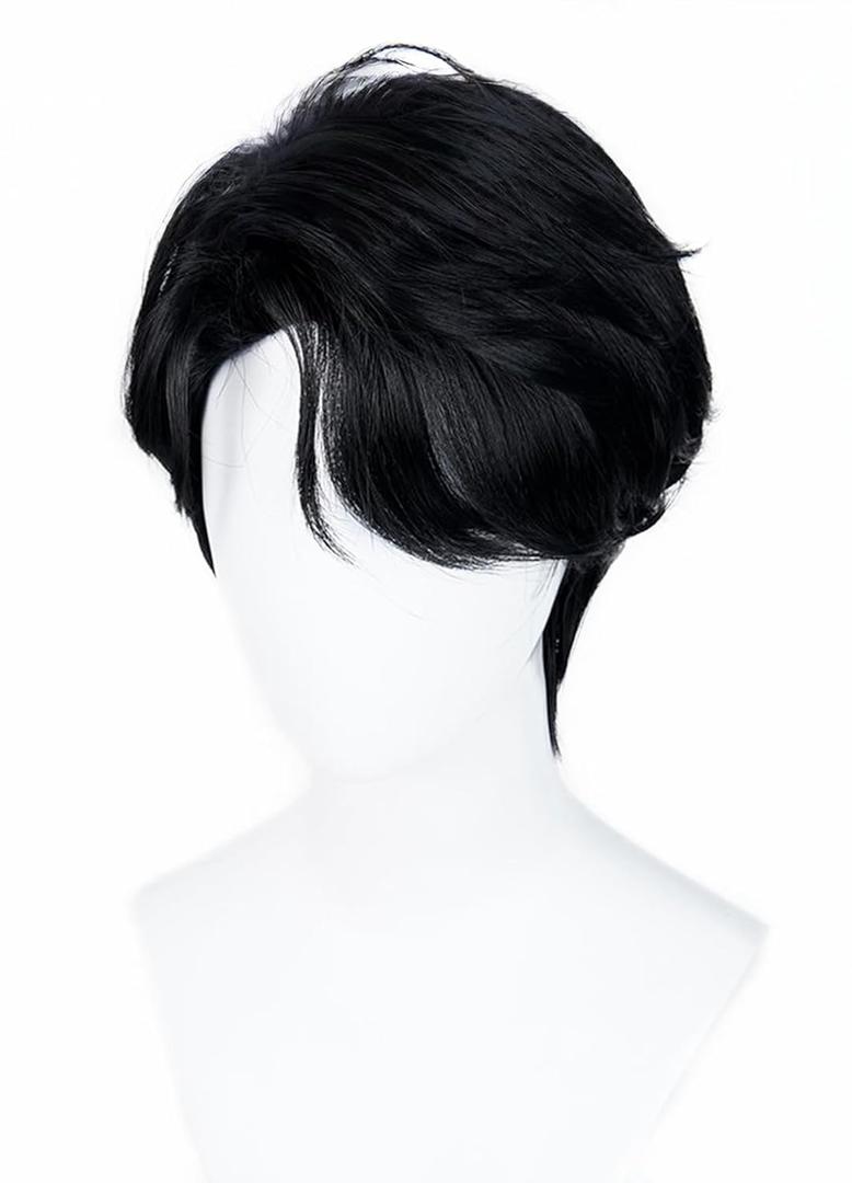 Anime Cosplay Wig Black Men's Short Hair Halloween Party Costume Wigs
