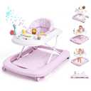 Baby Walker with Wheels, 5-in-1 Foldable Push Walker for Girls, Pink