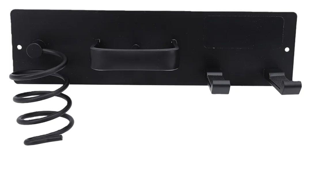 ZJchao Hair Tool Organizer Wall Mounted Aluminum Alloy Hair Dryer Curling Iron Holder for Bathroom Matte Black (Black)