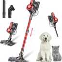 Cordless Vacuum Cleaners for Home with Powerful Suction,Stick Vacuum Cordless Rechargeable,Up to 35 Mins Runtime,Lightweight Hardwood Floor Vacuum for Pet Hair,Carpet(Dark Red)