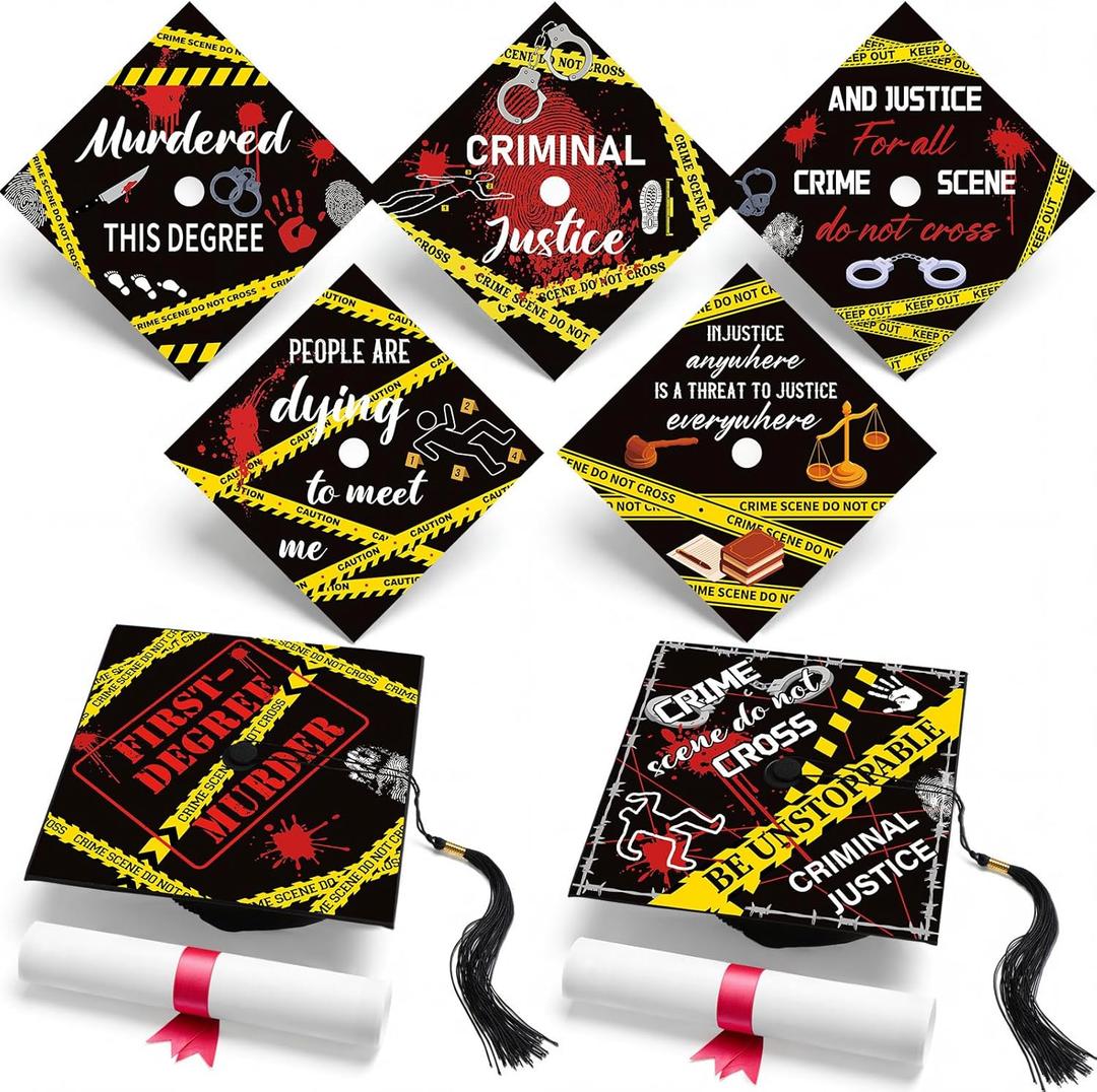 Feifeiya 14 Pcs Graduation Cap Topper Sticker Criminal Justice Law Design Motivational Inspirational Cap Topper Decal Bible Grade Hat Quote Decal Card Stock for Graduation Hat Accessories Supplies