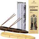 CALMVEDA, Frankincense and Myrrh Incense with Wooden Incense Holder (80 Sticks + 2 Holders) | Beautiful Natural Incense and Holder Combo for Home Decor and Spiritual Practice