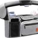 Stroller Organizer with Cup Holder Detachable Wristlet Large Capacity Baby Stroller Bag for Mom, Fits Uppababy, Baby Jogger, Britax, BOB, More (Grey)