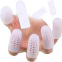 Tondiamo 20 Pieces Silicone Finger Cots Protectors Caps with Holes for Wound, Breathable Cots Finger Cover Sleeves for Cracking, Eczema, Trigger, Blisters, Corn, Broken Toe(White)