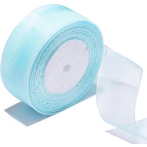 1-1/2 Inch Sheer Organza Ribbon 50 Yards Light Blue Chiffon Ribbon for Gift Wrapping,Bouquets,Wedding,DIY Craft