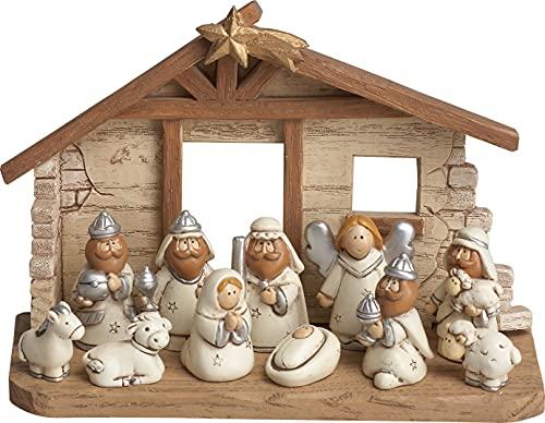 TenWaterloo Miniature Nativity Scene with Creche, Set of 12 Rearrange-able Figures