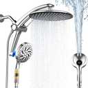 Shower Head with filtered Handheld High Pressure daul Shower Heads with Handheld Spray Combo and 10 Sprays Handheld Shower Head Detachable Shower head Built-in Magnetic Docking and Power Jets Chrome