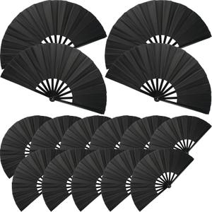 15 Pieces Large Folding Hand Fans for Line Dancing Clapping Popping Rave Fans Bulk for Men Women Dancing Chinese Japanese Kung Fu Taichi Festival Wedding Party