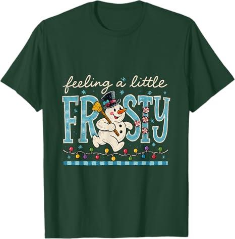 Feeling a Little Frosty Cute Retro Snowman T-Shirt, Medium