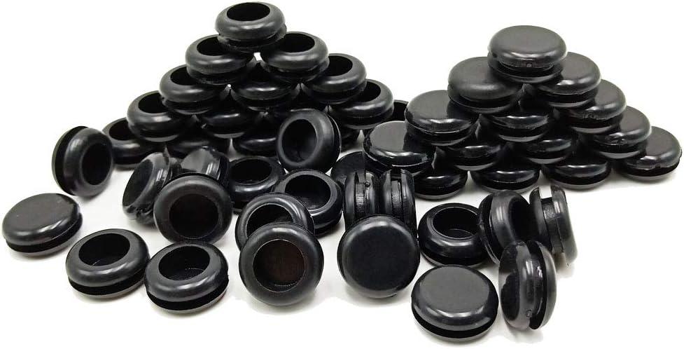 1/2 Rubber Grommets for Wiring, 3/8 in ID Double-Sided Rubber Plugs for Round Holes, Firewall Grommet Automotive, Wire Cable Protection for Metal Electric Box, 50 Pcs 10x12 mm, Black