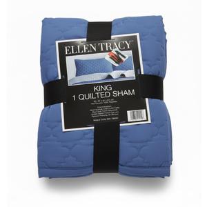 Ellen Tracy King 1 Quilted Sham 20x36in 100% Polyester Blue