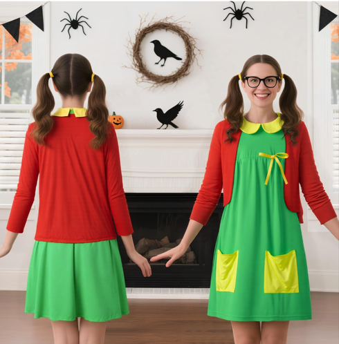 Kids Halloween Costumes, Cute Halloween Costumes for Girls Cosplay with Green Dress, Red Cardigan
12-18M Kids Halloween Costumes, Cute Halloween Costumes for Girls Cosplay with Green Dress, Red Cardigan
12-18M