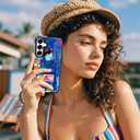 for Samsung Galaxy S23 Ultra Case Travel Adventure Collage Pattern Military Grade Drop Protection Voyage Slim TPU Cover with Camera Protection for Women Girls Men Boys Travel Lovers (BlueSea1)