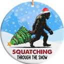 2025 Christmas Ornament  Funny Bigfoot Squatching Through The Snow Ornament, Sasquatch Lover Holiday Gag Xmas Tree Decoration