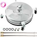17" Pressure Washer Surface Cleaner with 4 Wheels, Stainless Steel Power Washer Surface Cleaner for Driveways Sidewalks Patios, 1/4" Quick Connector, 2 Extension Wand, 4000 PSI
