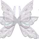 Lizxun Fairy Wings for Women Girls Butterfly Fairy Wings for Sparkle Princess Wings Halloween Cosplay Costumes Party Favor (One Size, Silver)