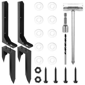 OwnMy 2 Fence Post Repair Kit Heavy Duty Fence Post Anchors, Rotten Leaning Fence Post Repair Kit Wooden Fence Post Support Brackets, Adjustable Fence Post Anchor Repair Kit Fence Post Repair Stakes