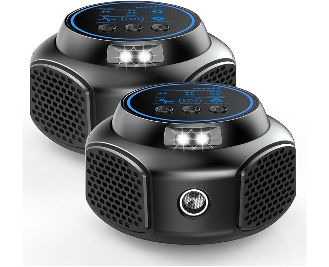 Ultrasonic Mouse Repellent Plug in, Indoor Pest Rodent Control for Mouse Mice Rat Squirrel, Electronic Repelling Device Mouse Traps for House Kitchen Garage Black 2 Pack