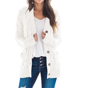 MEROKEETY Women's Cable Knit Cardigan Sweaters 2026 Fall Spring Long Sleeve Open Front Button Down Trendy Outerwear Coats (White, S)