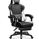 GTPLAYER Gaming Chair, High Back Leather Computer Gaming Chair with Footrest, Ergonomic Height Adjustable Office Chair with Removable Cover and Lumbar Support for Gaming and Work