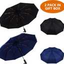 2 x Bluinzi 46 Inch Compact Umbrellas for Rain - Travel Small Umbrella - Automatic Folding Umbrella - Windproof Portable Umbrella, Double 10-rib