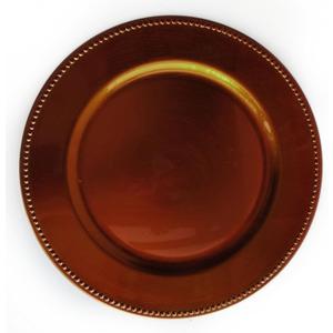 ChargeIt by Jay Charge It by Jay Beaded Charger 13 Decorative Melamine Service Plate for Home, Professional Dining, Perfect for Upscale Events, Dinner Parties, Weddings, Banquets, Catering, Copper