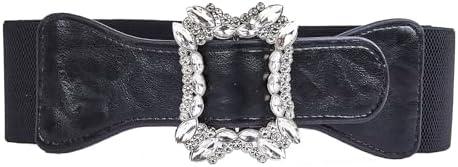 Pack of 2 Gecaja Rhinestone Elastic Waist Belt, M