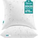 Oubonun 20x20 Waterproof Outdoor Pillow Inserts  Set of 2 Soft & Fluffy, Water Resistant Throw Pillows for Patio, Garden, Porch, or Indoor Decorative