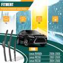 Windshield Wiper Blades Replacement for Lexus RX400h 2006-2008 RX350 2007-2009 RX330 2004-2006,Original Equipment Replacement Front Rear Wiper Blade Set - 26" 22" 14" (Set of 3)