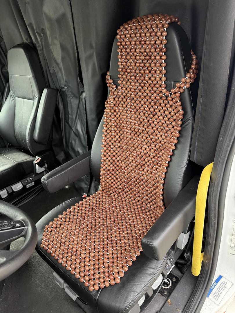 Extra Large Natural Wood Beaded Seat Cover Massaging Cooling Cushion for Truck, Trailer, Van (Truck (Semi, Trailer, Tractor, Work Truck))