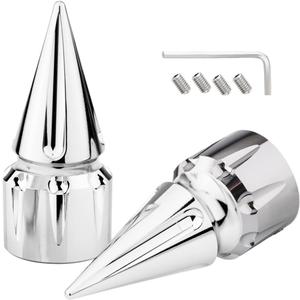 Front Axle Nut Covers CNC Black Chrome Caps Compatible with Harley Davidson Touring Sportster Trike Dyna Softail Street Glide Road King Iron 883 Fat Boy 2002-2024 (SpikeA-Chrome)