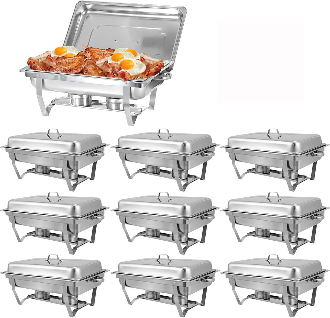 Chafing Dish Buffet Set, 8QT Stainless Steel Chafing Dishes for Buffet, Full Pan Chafing Dish, Buffet Servers and Warmers for Party, Wedding, Catering (5 PACK)