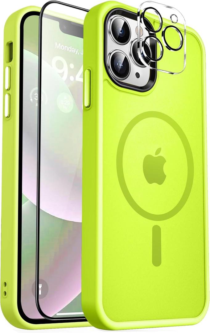MOCCA Strong Magnetic for iPhone 12 Pro Max Case, [Compatible with Magsafe][Glass Screen Protector+Camera Lens Protector] Slim Shockproof Cover Phone Case for iPhone 12 Pro Max 6.7", Green