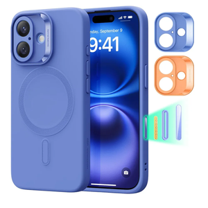 ESR for iPhone16 Case with MagSafe, Supports Magnetic Charging, Smooth & Slim Silicone Case, Shockproof, Full Screen and Camera Protection, Soft Microfiber Lining,Ultramarine